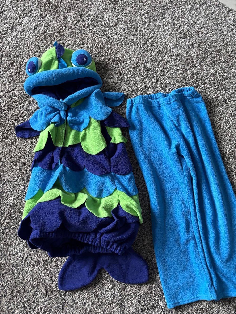 Kids Blue & Green Fish Costume Set - Hooded Fleece Outfit
